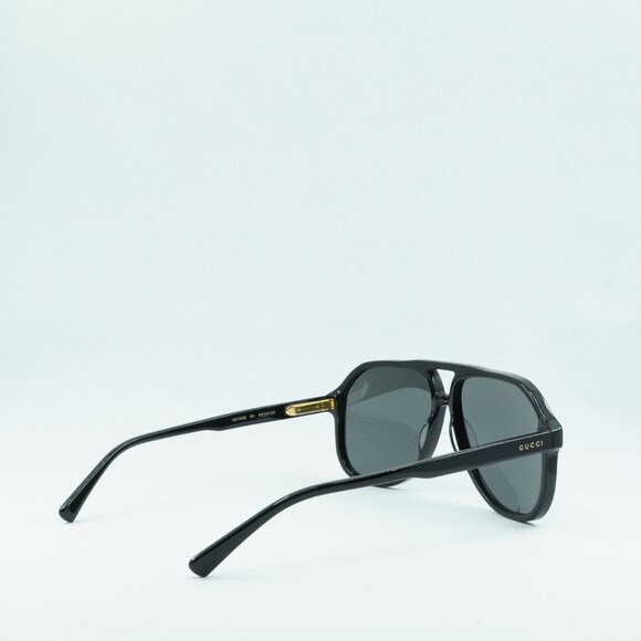 Gucci GG1042S 001 Sunglasses Black Aviator Frame, Grey Lenses